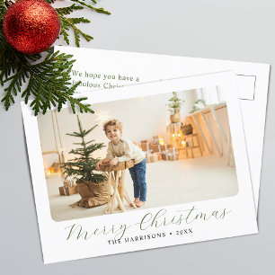 Cartão Postal De Festividades Foto de Natal com Letra Moderna