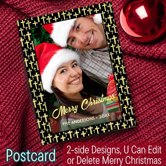Cartão Postal De Festividades Foto de Natal da Holly Cross Family Faith Religião (Criador carregado)