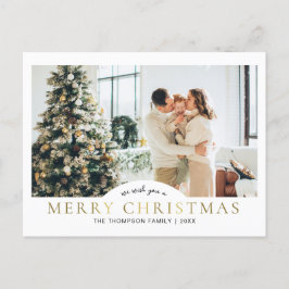 Cartão Postal De Festividades Foto de Natal Dourado e Elegante moderno