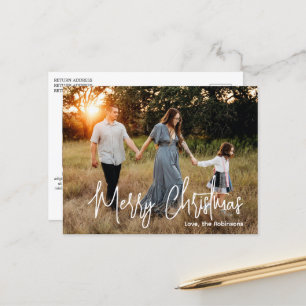 Cartão Postal De Festividades Foto de Natal Moderno com Letra Casual