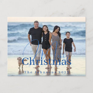 Cartão Postal De Festividades Foto de Natal personalizada com nome e ano