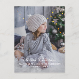 Cartão Postal De Festividades Foto de Natal Personalizável com Letra Moderna