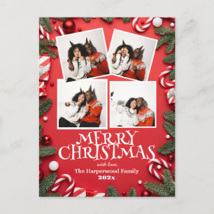 Cartão Postal De Festividades Foto de Natal simples e elegante da família modern