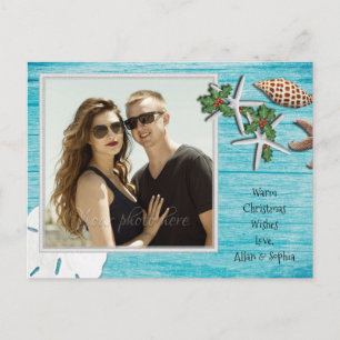Cartão Postal De Festividades Foto de Natal Tropical Blue Driftwood