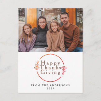 Cartão Postal De Festividades Foto de outono de Ação de Graças feliz moderna e e