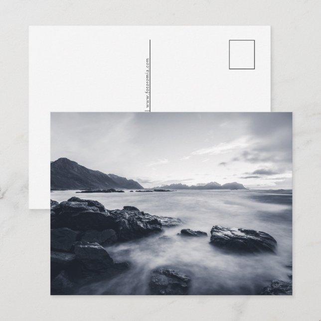 Cartão Postal De Festividades Foto de Paisagem Costeira da Noruega (Frente/Verso)