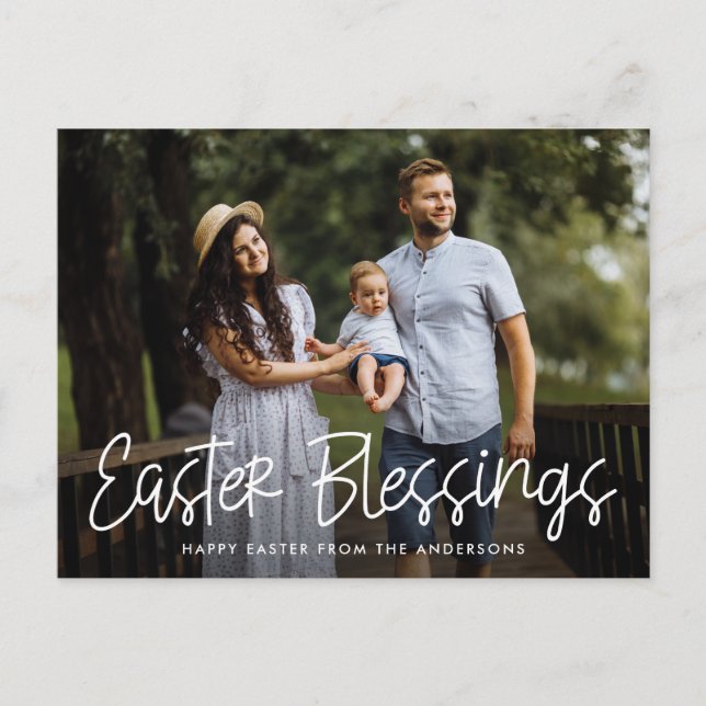 Cartão Postal De Festividades Foto de Páscoa de Script com Letra Branca - Abenço (Frente)