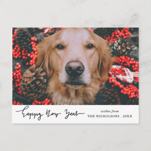 Cartão Postal De Festividades Foto de Pet de Cão de Férias Moderno do feliz ano 