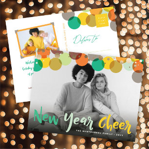 Cartão Postal De Festividades Foto de Pontos de Confetti Coloridos do feliz ano