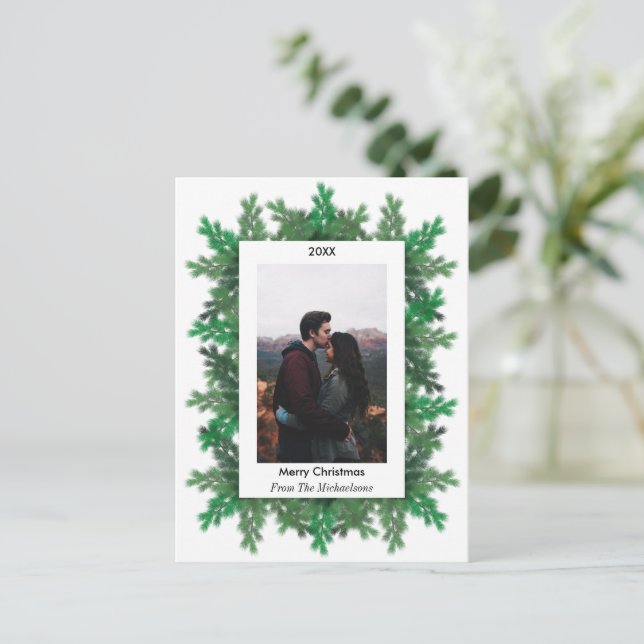 Cartão Postal De Festividades Foto de Ramais de Árvore de Natal (Em pé/Frente)