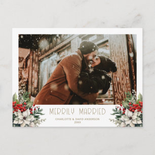 Cartão Postal De Festividades Foto de Recém-Casados Felizmente Casados