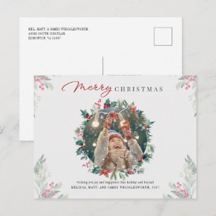 Cartão Postal De Festividades Foto de Red Berries no Natal Botânico