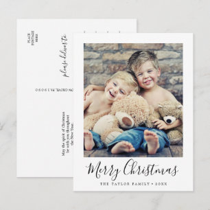 Cartão Postal De Festividades Foto de retrato minimalista de Natal feliz