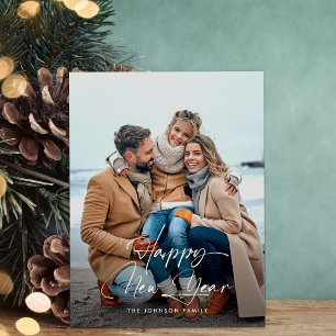Cartão Postal De Festividades Foto de script mínimo Elegante do feliz ano novo