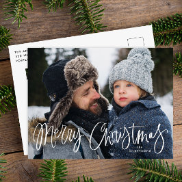 Cartão Postal De Festividades Foto de Script Whimsical de Feliz Natal