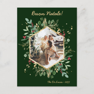 Cartão Postal De Festividades Foto de Verde Botânico Moderno Buon Natale