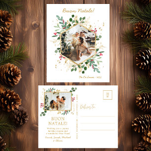 Cartão Postal De Festividades Foto de Verde Botânico Moderno Buon Natale