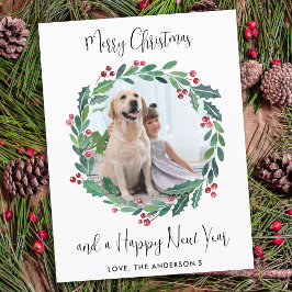 Cartão Postal De Festividades Foto de Wreath Moderno e Feliz Natal