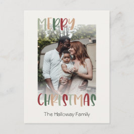 Cartão Postal De Festividades Foto desbotada de Natal Colorida Casual