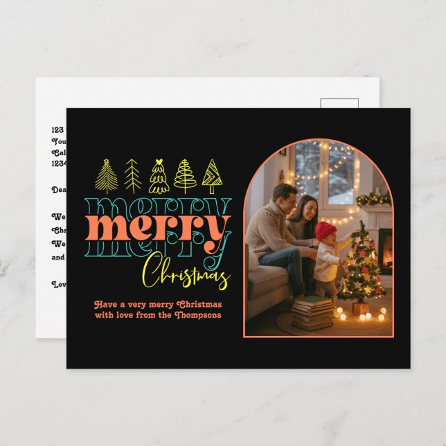 Cartão Postal De Festividades Foto do Arch Cozy Hip Holiday Feliz Natal (Frente/Verso)