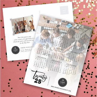 Cartão Postal De Festividades Foto do Calendário 2025 do Script de Pincel da Tip