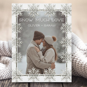 Cartão Postal De Festividades Foto do casal Snowflake Snow Muita Love