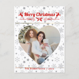Cartão Postal De Festividades Foto do Coração da Família de Script de Natal Mode