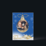 Cartão Postal De Festividades Foto do enfeites de natal Snowflakes Azul Moderno<br><div class="desc">Enfeites de natal ouro bonito com sua foto favorita adicionada para personalizar todos os seus familiares e amigos. Belo fundo azul. O cartão perfeito para a pessoa num orçamento.</div>