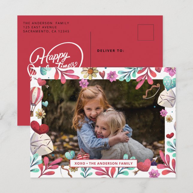 Cartão Postal De Festividades Foto do Feliz dia de os namorados XOXO (Frente/Verso)