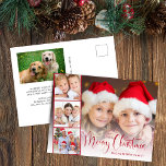 Cartão Postal De Festividades Foto do feliz roteiro de Natal 5<br><div class="desc">Cartão postal de férias moderno,  com a sua fotografia guardada num filme de três fotografias quadradas,  "Feliz Natal" num roteiro festivo e o seu nome numa simples tipografia. Adicione outra foto e sua mensagem sazonal personalizada no verso.</div>