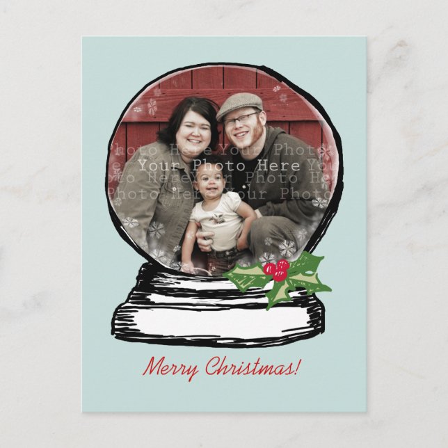 Cartão Postal De Festividades Foto do Globo de Neve de Natal (Frente)