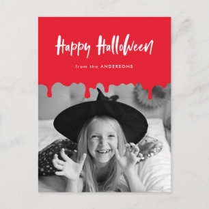 Cartão Postal De Festividades Foto do Halloween Vermelho Sanguíneo