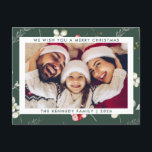 Cartão Postal De Festividades Foto do Moderno Natal, Winter Greenery<br><div class="desc">Cartão de Férias de Natal Moderno do inverno Verde Moderno - Sua foto favorita aparece no nosso cartão de feriado Muito Feliz. Um belo verde de inverno rodeia sua foto com bagas brancas. Muito simples e elegante. O texto editável diz "NÓS DESEJAMOS A VOCÊ UM NATAL FANTÁSTICO" com seu nome...</div>