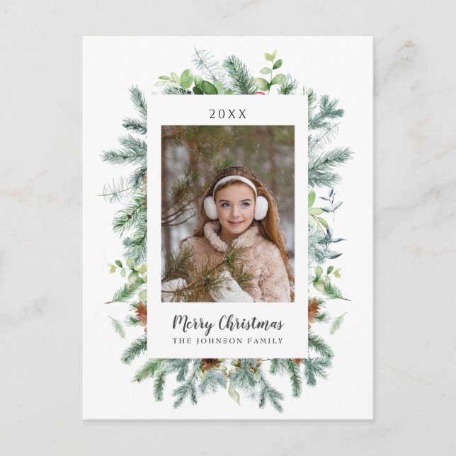 Cartão Postal De Festividades Foto do Natal de inverno (Frente)