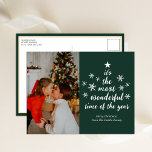 Cartão Postal De Festividades Foto do roteiro verde do ano, o momento mais marav<br><div class="desc">Cartão-postal de Férias do Script Verde do Ano. Mande Cartões de natal para seus entes queridos com este Cartão Feriado Festivo e Moderno. Todos os textos estão pré-organizados para que você personalize fácil e rapidamente com seus próprios detalhes. Feliz Feriados!</div>