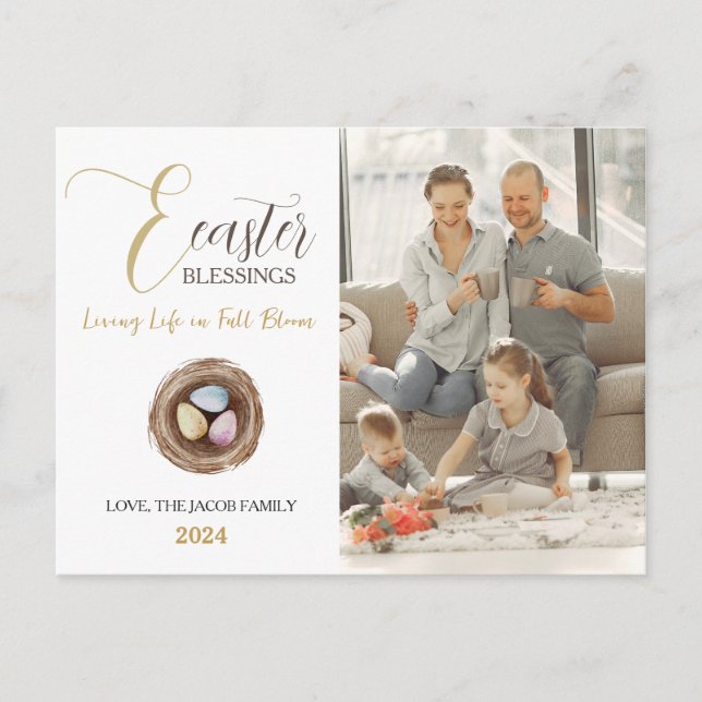 Cartão Postal De Festividades Foto do Script de Bênçãos de Páscoa Elegante Moder (Frente)
