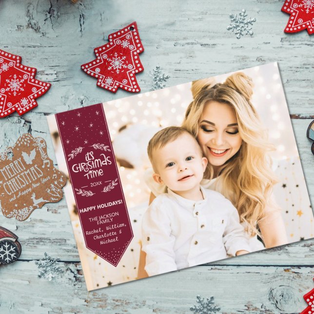 Cartão Postal De Festividades Foto dos feriados felizes do Burgundi no Natal (Criador carregado)