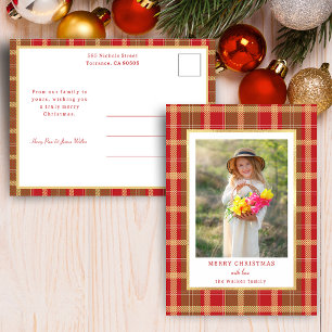 Cartão Postal De Festividades Foto Dourada e Vermelho Russo Quente