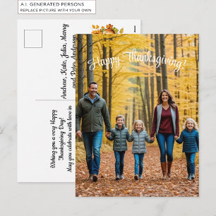 Cartão Postal De Festividades Foto Especial de Família Feliz Dia de Ação de Graç