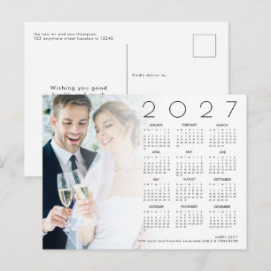 Cartão Postal De Festividades Foto Feliz Ano Novo 2027 Calendário Recém-casados