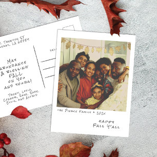 Cartão Postal De Festividades Foto Instantânea Vintage - Folha Faux Queda Folha