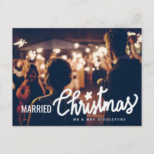 Cartão Postal De Festividades Foto manuscrita manuscrita de Natal casada