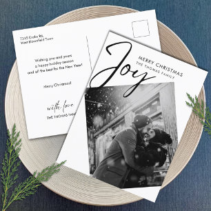 Cartão Postal De Festividades Foto minimalista de Natal de alegria simples