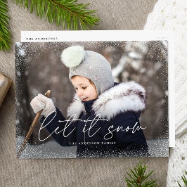 Cartão Postal De Festividades Foto Moderna com Letra de Let It Snow