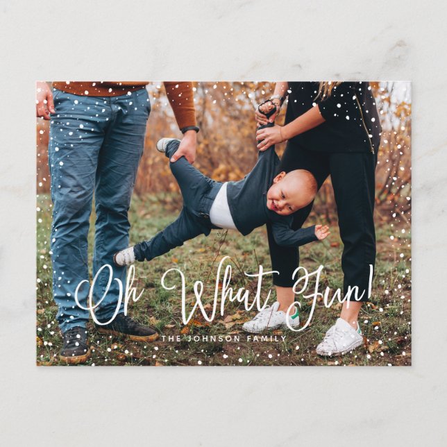 Cartão Postal De Festividades Foto Moderna da Neve Script 2 (Frente)