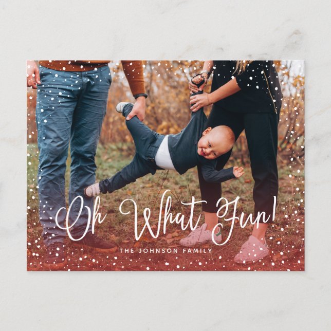 Cartão Postal De Festividades Foto Moderna Neve Script 2 (Frente)