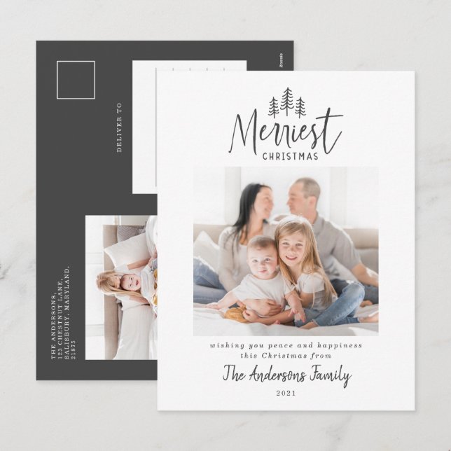 Cartão Postal De Festividades Foto multi-russa de Natal moderna (Frente/Verso)