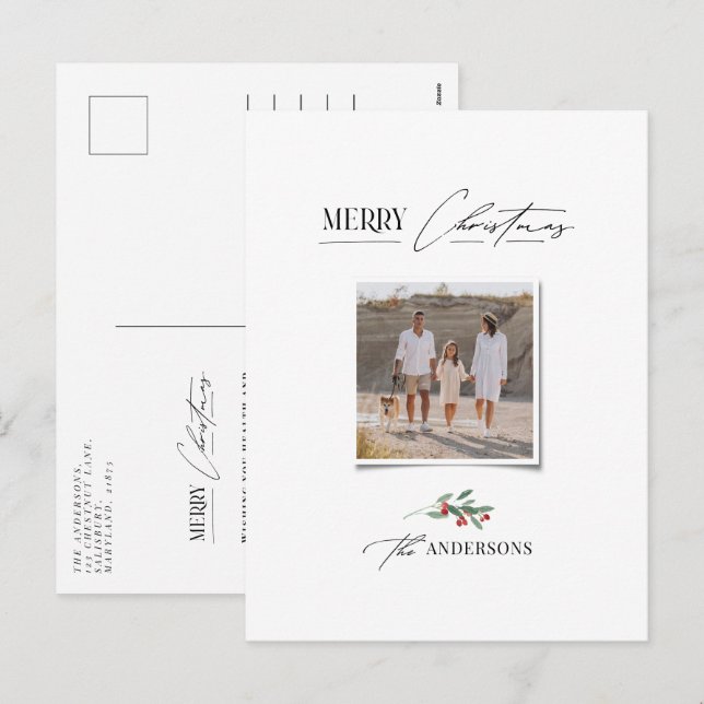 Cartão Postal De Festividades Foto multiarco vermelho tradicional e elegante (Frente/Verso)