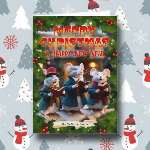 Cartão Postal De Festividades Foto Personalizada Cristã de Camundongos de Natal 