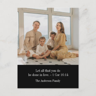 Cartão Postal De Festividades Foto personalizada da família com versículo bíblic